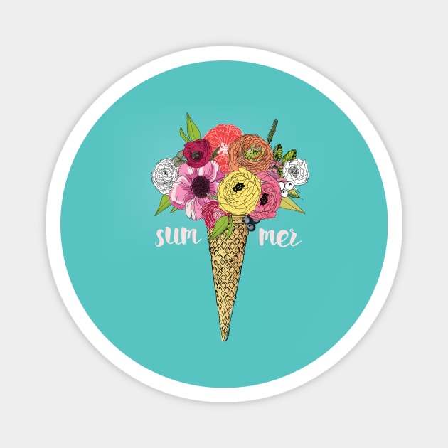 Ice Cream Floral Magnet by EveFarb